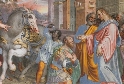 Abside, Antonio Campi, Rencontre de Jésus avec le centurion Corneille 1582-84, (détail) - Antonio Campi