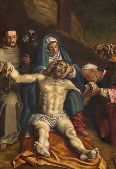 Transept nord, Autel de la Déposition, Déposition du Christ soutenu par la Vierge et les Saints Raymond et Antoine de Padoue, Antonio Campi 1566, Retable - Antonio Campi