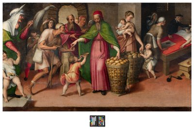 Sacristie, Antonio Campi, Charité de San Facio 1568, Table originale de la reproduction sur l