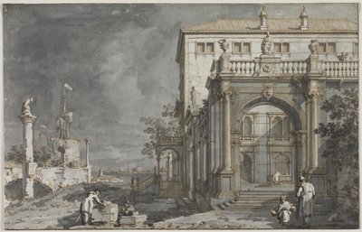 Capriccio : Un palais avec une cour près de la lagune, vers 1750-1755 - Giovanni Antonio Canal