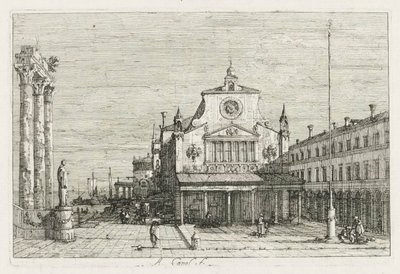 Vues : Trois colonnes et une statue sur la côte, 1735-1746 - Giovanni Antonio Canal