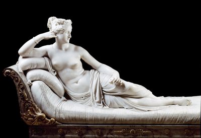 Pauline Bonaparte, Princesse Borghèse (1780 - 1825) sœur de Napoléon I représentée en Vénus victorieuse. Sculpture en marbre par Antonio Canova (1757-1822) 1804-1808. Rome, Galerie Borghèse - Antonio Canova