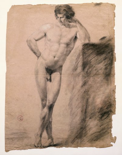 Étude de nu masculin appuyé sur un socle - Antonio Canova