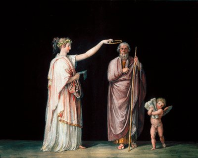 La Muse Calliope et Homère. Tempera par Antonio Canova (1757-1822), vers 1798. - Antonio Canova
