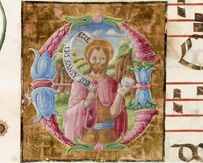 Saint Jean-Baptiste. Lettrine illuminée par Antonio Cicognari. Détail d