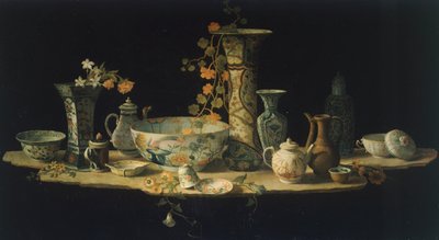 Peinture préparatoire pour un plateau de table en pierre dure avec des vases en porcelaine, vers 1875 - Antonio Cioci or Ciocchi