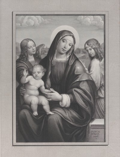 Madone et enfant avec des anges - Antonio Dalco