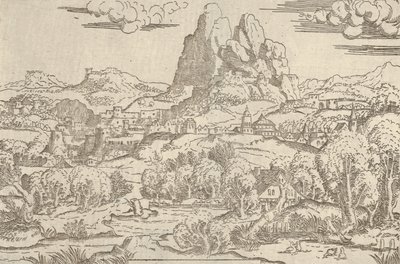 Paysage du cadre de Vénus poussant Cupidon, 1540-45 - Antonio Fantuzzi