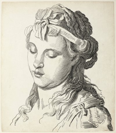 Tête de femme avec un nœud dans les cheveux (Quatre têtes) - Antonio Giuseppe Barbazza