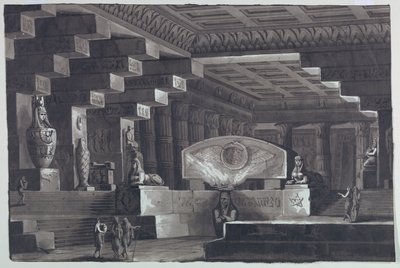 Décor de scène, intérieur du temple égyptien - Antonio Giuseppe Basoli