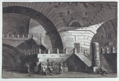 Décor de scène, intérieur de prison avec la mort de Socrate - Antonio Giuseppe Basoli