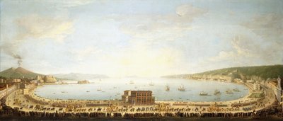 Vue panoramique de la baie de Naples, avec la procession royale à Piedigrotta - Antonio Joli