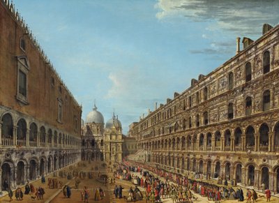 Procession dans la Cour du Palais Ducal, Venise - Antonio Joli
