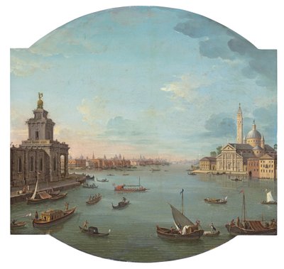 Vue de San Giorgio Maggiore, Venise, avec la Punta della Dogana au premier plan - Antonio Joli