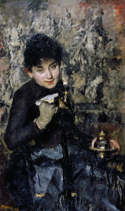 Femme avec encrier, par Antonio Mancini - Antonio Mancini