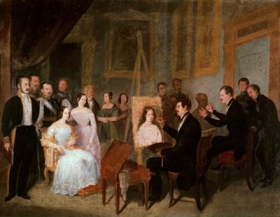 Dodge dans son atelier peignant le portrait de la reine Isabelle II d