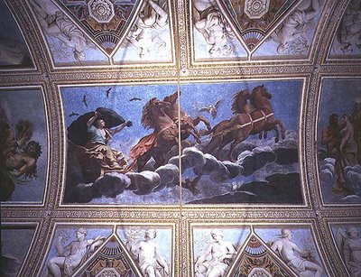 La personnification de la nuit chevauchant le ciel dans un char, peinture de plafond - Antonio Maria Viani