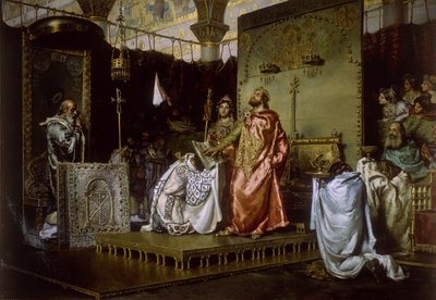 Conversion de Reccared au catholicisme au Concile III de Tolède, 589, 1888 - Antonio Munoz Degrain