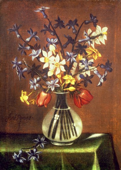 Nature morte de fleurs comprenant jacinthe, tulipes et œil de faisan - Antonio Ponce