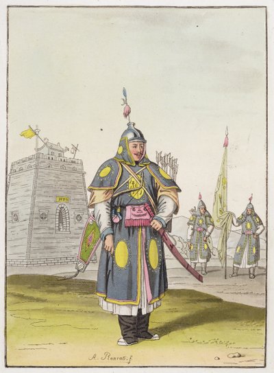 Soldat chinois en tenue de combat complète, illustration de 