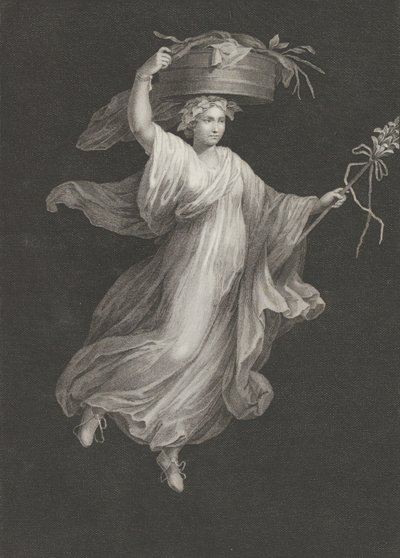 Une bacchante portant un grand panier sur la tête et tenant un bâton dans sa main gauche, vers 1795-1820 - Antonio Ricciani