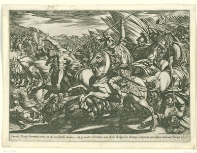 Attaque de la cavalerie avec deux hommes transpercés par des lances - Antonio Tempesta