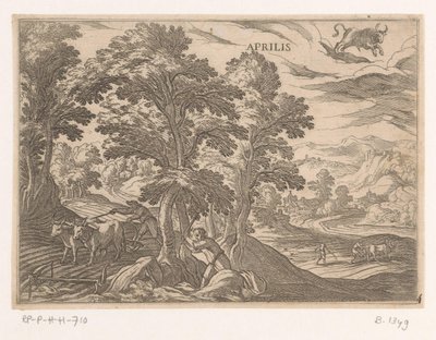Avril: labourer et semer (taureau) - Antonio Tempesta