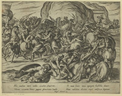 La mort de Camille dans la bataille entre Grecs et Romains - Antonio Tempesta