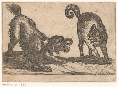 Un chien se battant avec un chat - Antonio Tempesta