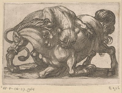 Une lionne attaquant un cheval (Animaux combattants) - Antonio Tempesta