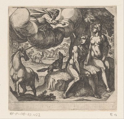 Dieu reproche à Adam et Ève leur désobéissance (série De schepping) - Antonio Tempesta