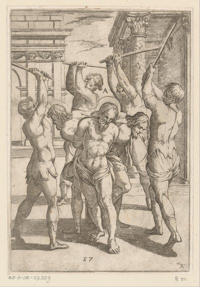 Le martyre de trois saints attachés dos à dos
Tortures subies par les martyrs chrétiens (série)
Varia tormentorum et suppliciorum crudelium (série) - Antonio Tempesta