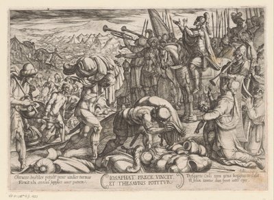 Josaphat remercie Dieu pour sa victoire (Scènes de combat de l