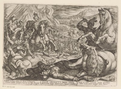 Josué paralyse les chevaux et brûle les chars des peuples (Iosue absoluto bello crura hostium equis amputat, currus comburit, Scènes de l