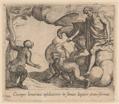 Jupiter transforme les Cercopes en singes - Antonio Tempesta