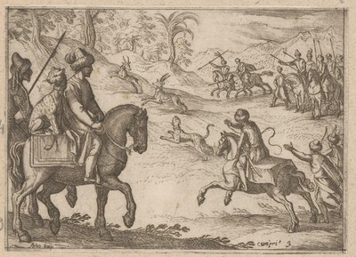 Chasseurs orientaux chassant des cerfs (série Jachtscènes, Primo libro di caccie varie) - Antonio Tempesta