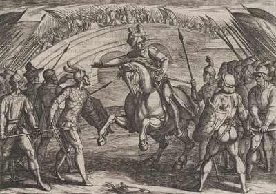 Planche 22 : Civilis sépare les troupes allemandes et néerlandaises, de La Guerre des Romains contre..., 1611 - Antonio Tempesta
