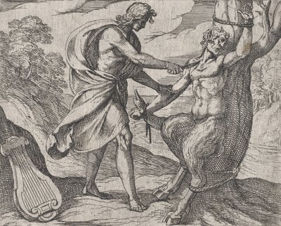 Planche 58 : Apollon tuant Marsyas Marsyas victus ab Apolline excoriatur, d