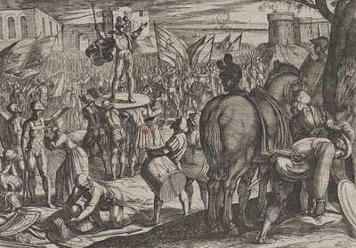 Planche 5 : Bruno nommé chef des Caninefates, de La Guerre des Romains contre les..., 1611 - Antonio Tempesta