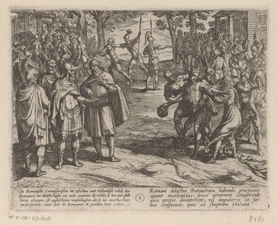 Les Romains achètent les jeunes hommes néerlandais aux anciens néerlandais (La guerre des Bataves contre les Romains) - Antonio Tempesta