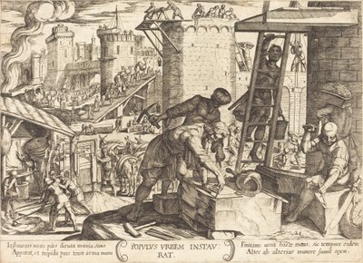 Les Israélites reconstruisent les murs de Jérusalem - Antonio Tempesta