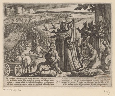Femmes et enfants regardant Julius Civilis vaincre les Romains - Antonio Tempesta