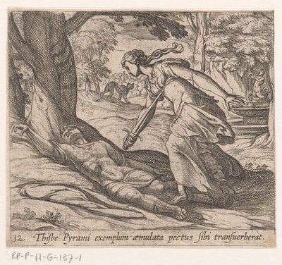 Suicide de Thisbé (Metamorphoseon sive transformationum, Metamorfosen van Ovidius) - Antonio Tempesta