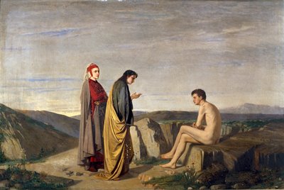 Dante et Virgile rencontrent le poète Sordello da Goito au Purgatoire - Antonio Varni