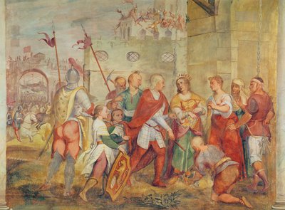 Jacopo Barbarigo libérant la reine Marguerite de Hongrie des Turcs en 1426 - Antonio Vassilacchi