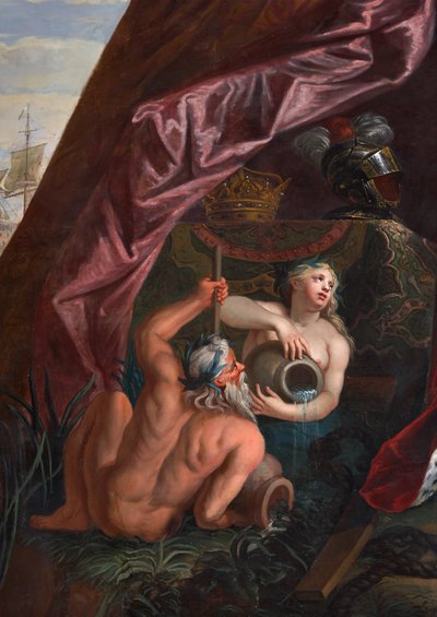 Triton et néréide, détail de la salle de dessin de la reine - Antonio Verrio