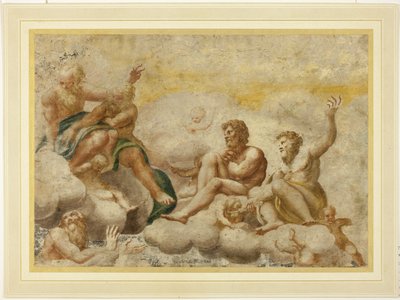 Saint Pierre et autres apôtres assis, avec Saint Jean l
