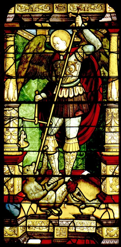 Vitrail avec Saint Michel pesant les âmes - Antonio da Pandino