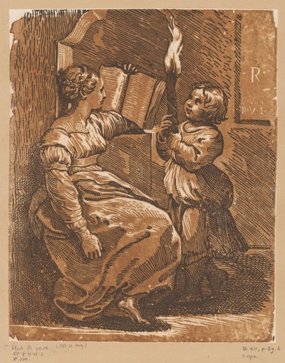 Sibylle lisant avec enfant - Antonio da Trento (attributed to)