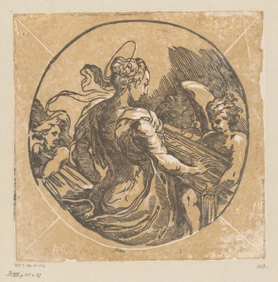Sainte Cécile jouant de la musique - Antonio da Trento (possibly)